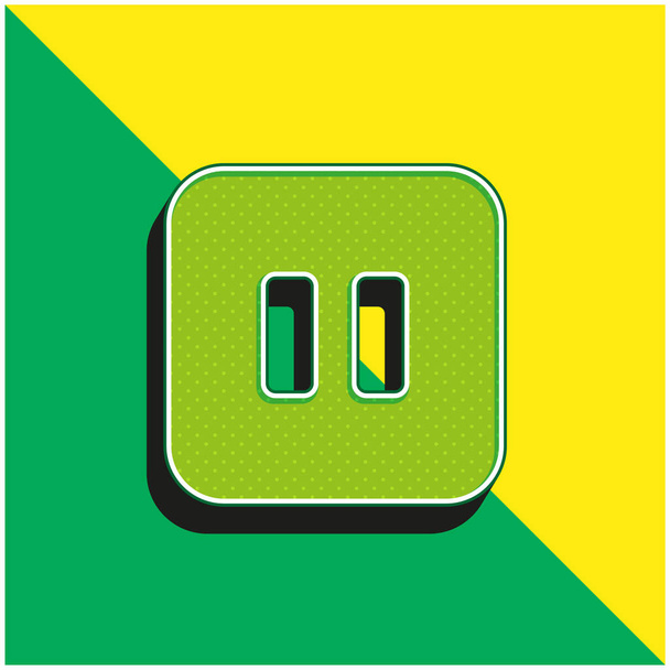 大きな一時停止ボタン緑と黄色の現代的な3Dベクトルアイコンのロゴ - ベクター画像