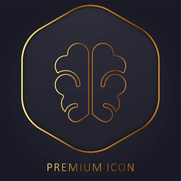 Cerebro línea dorada logotipo premium o icono - Vector, imagen