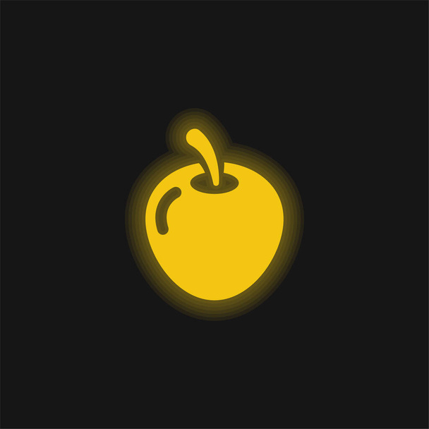 大きなアップルイエローの輝くネオンアイコン - ベクター画像