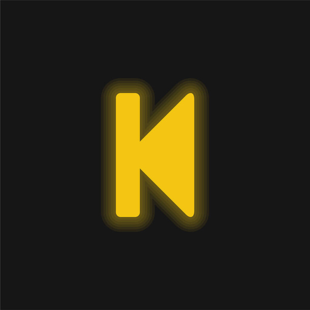 Voltar amarelo brilhante ícone de néon - Vetor, Imagem
