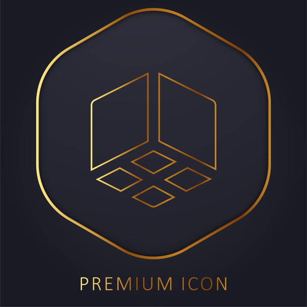3D Cube línea dorada logotipo premium o icono - Vector, imagen