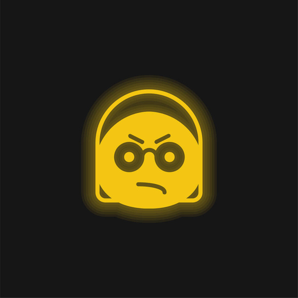 Angry yellow glowing neon icon - Vector, Image