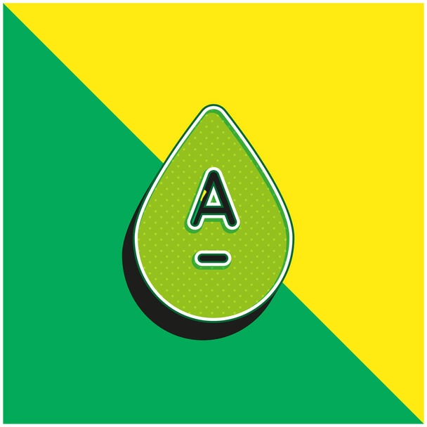 Tipo de Sangue Verde e amarelo moderno logotipo vetor 3d ícone - Vetor, Imagem