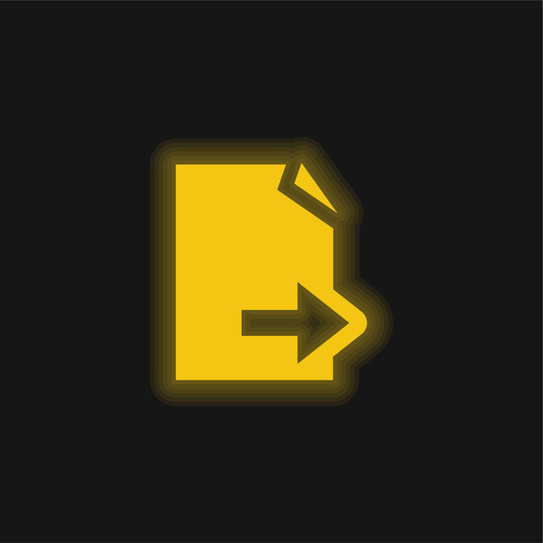 Papel negro con flecha derecha amarillo brillante icono de neón - Vector, imagen
