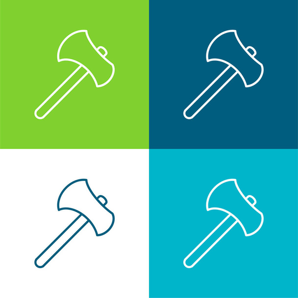 Axe Tool Outline Flat four color minimal icon set - Vector, Image