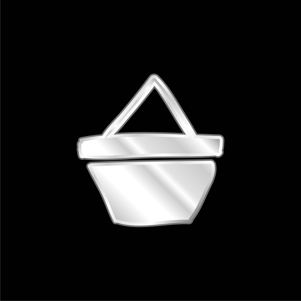 Basket silver plated metallic icon - Vector, Image