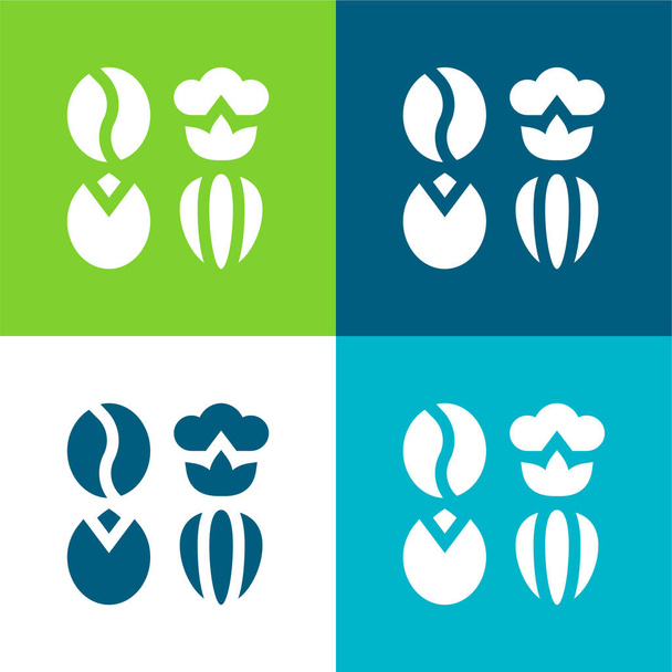 Agricultural Flat four color minimal icon set - Vector, Image