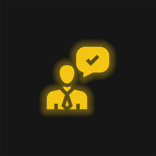 Approved yellow glowing neon icon - Vector, Image