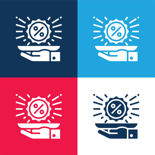 Best Seller azul y rojo conjunto de iconos mínimo de cuatro colores - Vector, Imagen