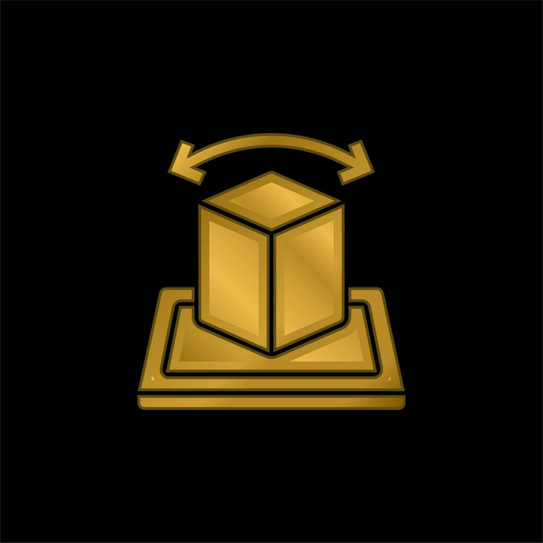 Augmented Reality gold plated metalic icon or logo vector - Vector, Image