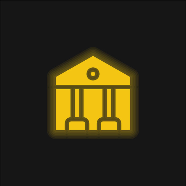 Банківська жовта сяюча неонова іконка
 - Вектор, зображення
