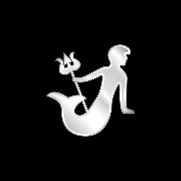 Symbol znaku astrologicznego Aquarius srebrzonej ikony metalicznej - Wektor, obraz