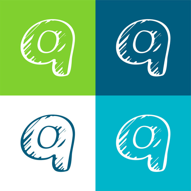 Fragen Sie Skizziertes Logo Flache vier Farben minimalen Symbolsatz - Vektor, Bild