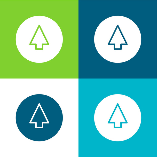 Arrow Up Outline On Circle Background Flat four color minimal icon set - Vector, Image