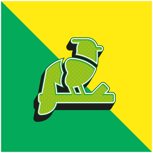 Pássaro verde e amarelo moderno logotipo vetor 3d ícone - Vetor, Imagem