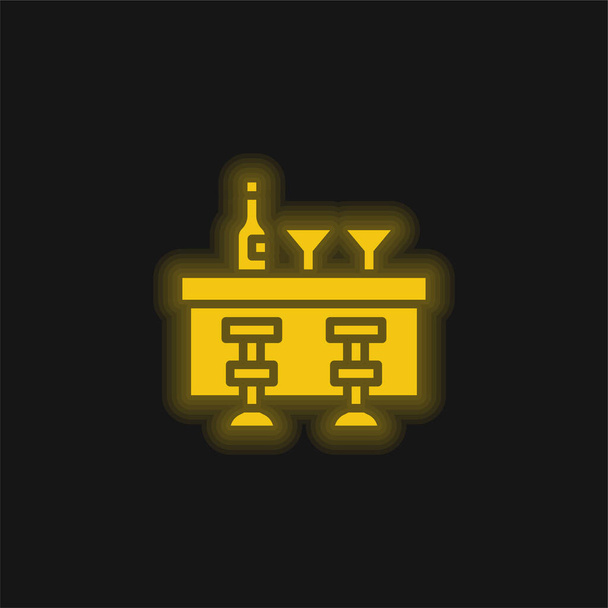 Bar Counter geel gloeiende neon pictogram - Vector, afbeelding