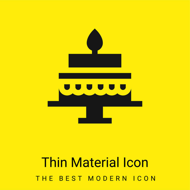 Tarta de cumpleaños mínimo icono de material amarillo brillante - Vector, Imagen
