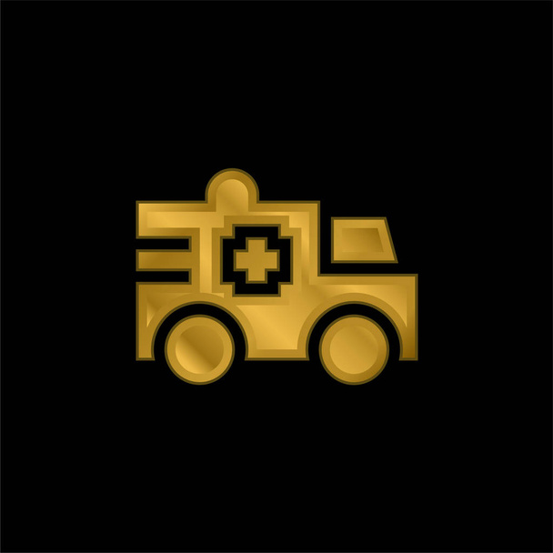 Ambulancia chapado en oro icono metálico o logo vector - Vector, imagen