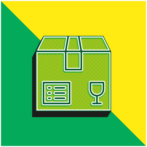 Caja verde y amarillo moderno vector 3d icono logotipo - Vector, Imagen