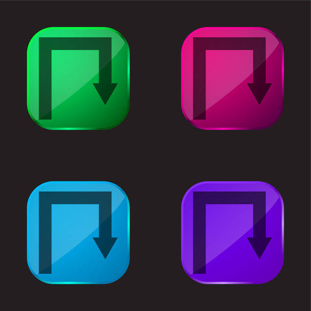 Flèche Angles Symbole icône de bouton en verre de quatre couleurs - Vecteur, image