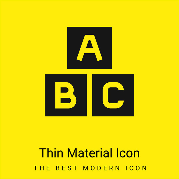 Abc Bloco mínimo ícone material amarelo brilhante - Vetor, Imagem
