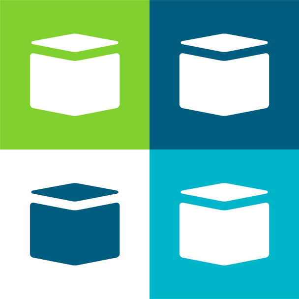 Caja plana de cuatro colores icono mínimo conjunto - Vector, imagen