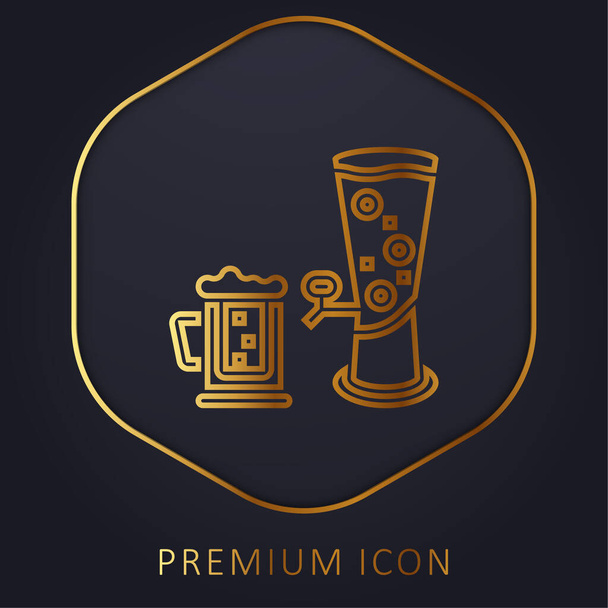 Cerveja linha dourada logotipo premium ou ícone - Vetor, Imagem