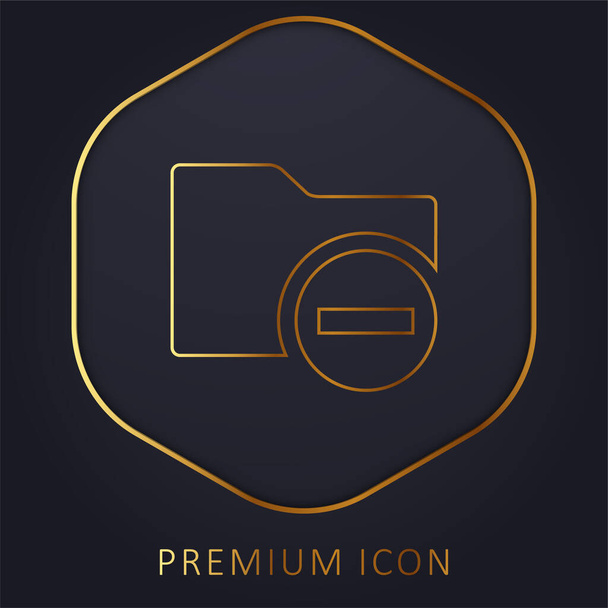 Μαύρο φάκελο με μείον σημάδι χρυσή γραμμή premium λογότυπο ή εικονίδιο - Διάνυσμα, εικόνα