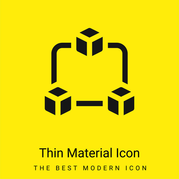 Blockchain минимальный ярко-желтый значок материала - Вектор,изображение