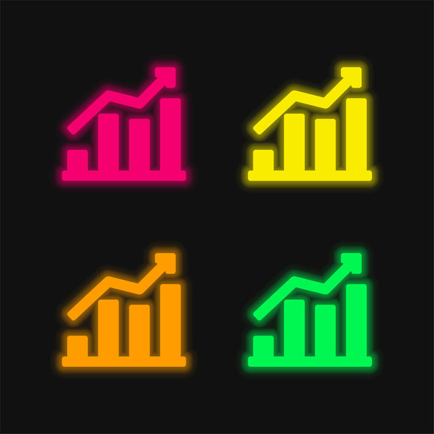 Bars vier kleuren gloeiende neon vector pictogram - Vector, afbeelding