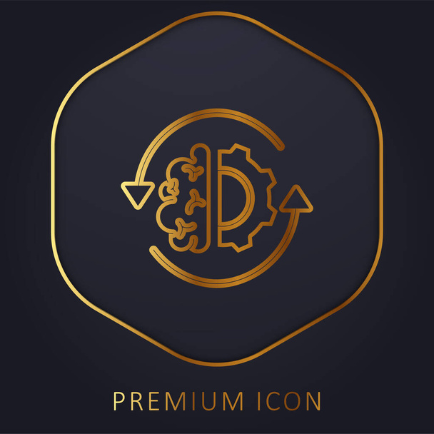 Brain Process golden line premium logo or icon - Vector, Image