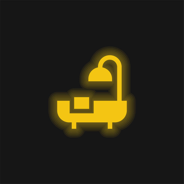 Icona neon giallo bagno incandescente - Vettoriali, immagini