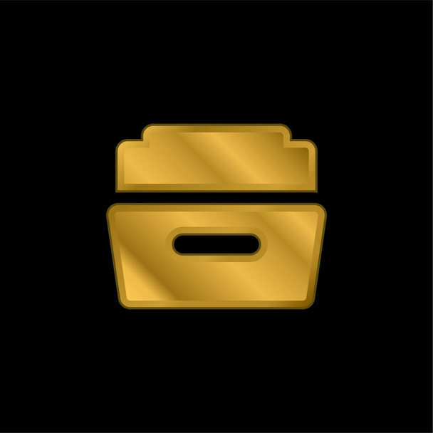 Big Open Folder chapado en oro icono metálico o vector de logotipo - Vector, imagen