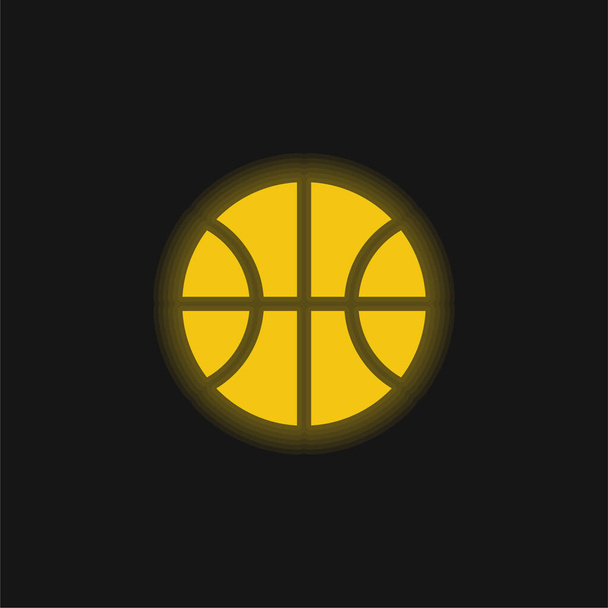 Baloncesto bola amarillo brillante icono de neón - Vector, Imagen