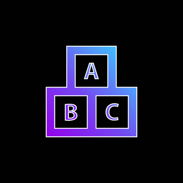 Cubos ABC para Educação ícone vetor gradiente azul - Vetor, Imagem