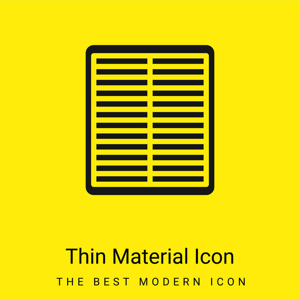 Filtro de aire mínimo icono de material amarillo brillante - Vector, Imagen