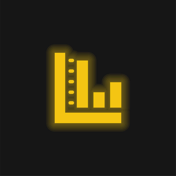 Balkendiagramm gelb leuchtendes Neon-Symbol - Vektor, Bild
