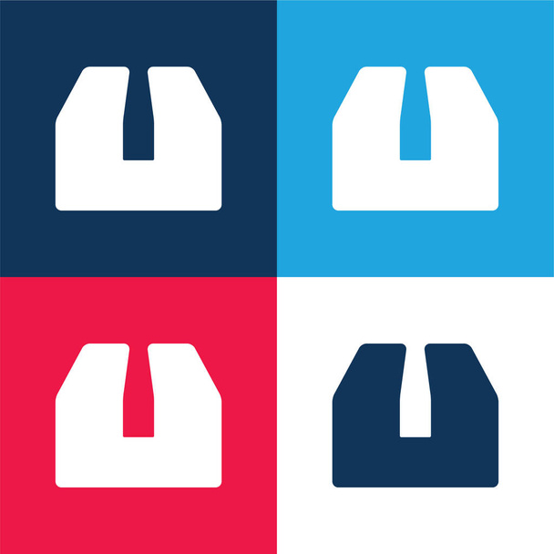 Krabice modrá a červená čtyři barvy minimální ikona nastavena - Vektor, obrázek