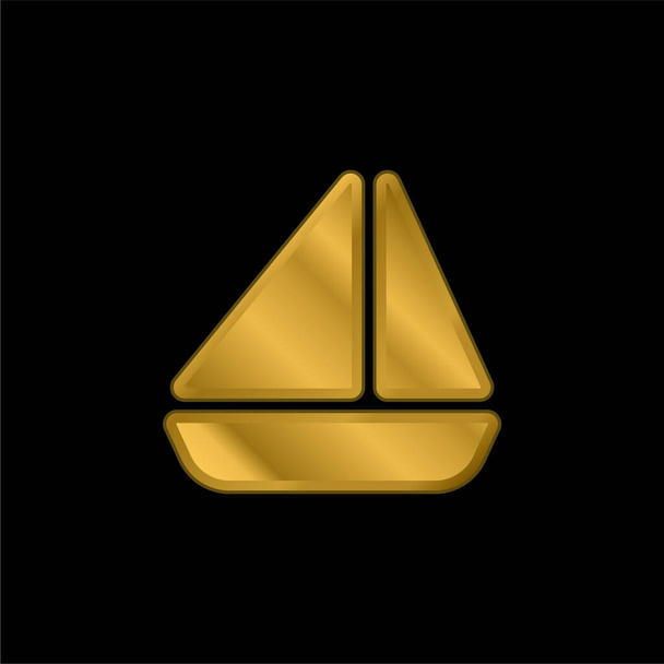 Επιχρυσωμένο μεταλλικό εικονίδιο σκάφους ή φορέας λογότυπου - Διάνυσμα, εικόνα