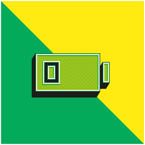 Battery Green and yellow modern 3d vector icon logo - Vector, Image