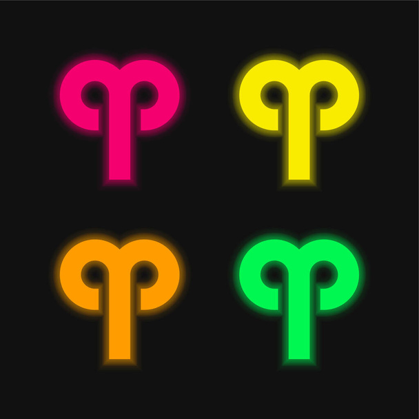 Aries four color glowing neon vector icon - Vector, Image