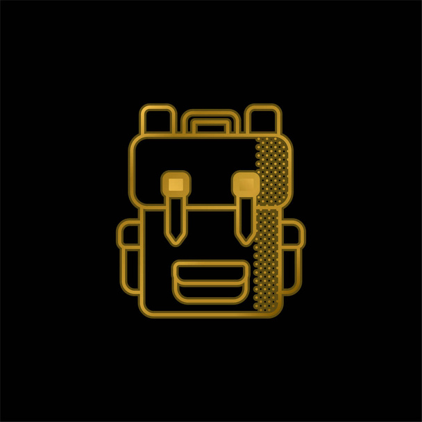Mochila banhado a ouro ícone metálico ou vetor logotipo - Vetor, Imagem