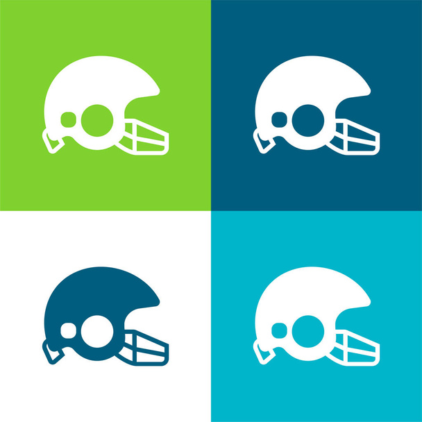 American Football Flat négy szín minimális ikon készlet - Vektor, kép