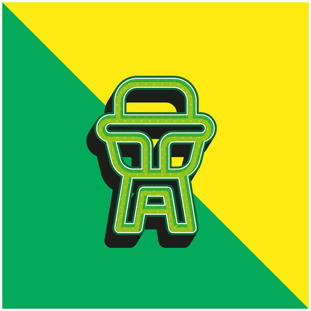 Chaise bébé Logo vectoriel 3D moderne vert et jaune - Vecteur, image