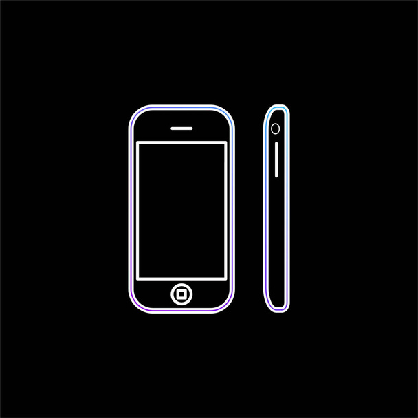 Zobrazení mobilního nástroje Apple iPhone zepředu a ze strany modrý vektor přechodu - Vektor, obrázek