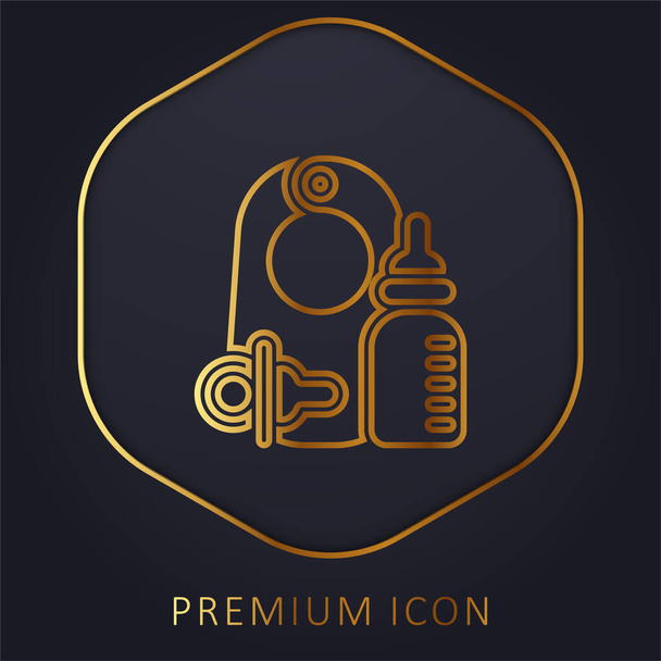 Productos para bebés línea de oro logotipo premium o icono - Vector, Imagen