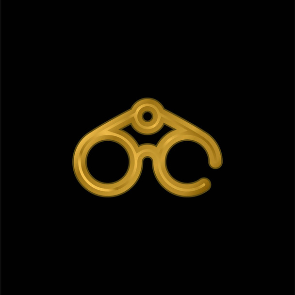 Binóculos banhado a ouro ícone metálico ou vetor logotipo - Vetor, Imagem