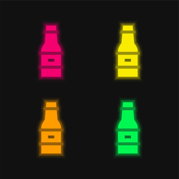 Иконка светящегося неонового вектора пива - Вектор,изображение
