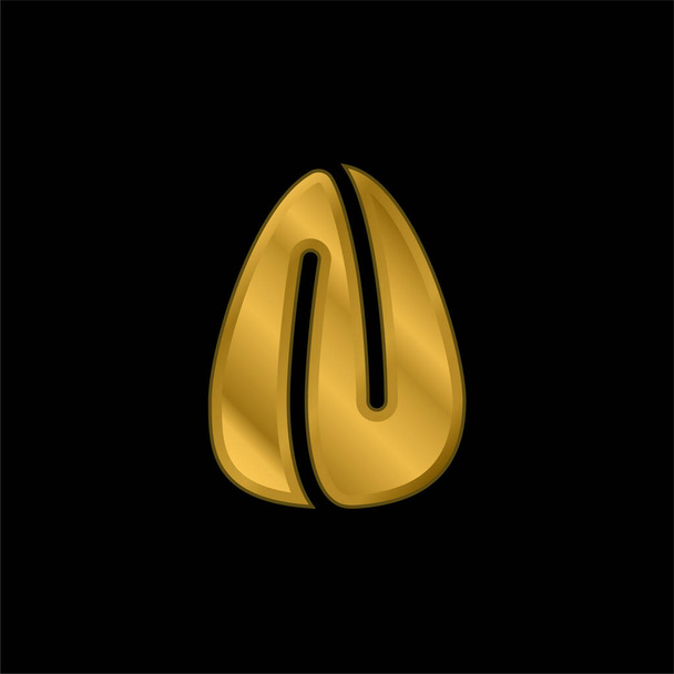 Almond gold plated metalic icon or logo vector - Vector, Image