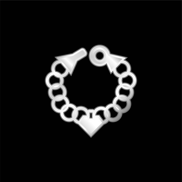 Bracelet silver plated metallic icon - Vector, Image